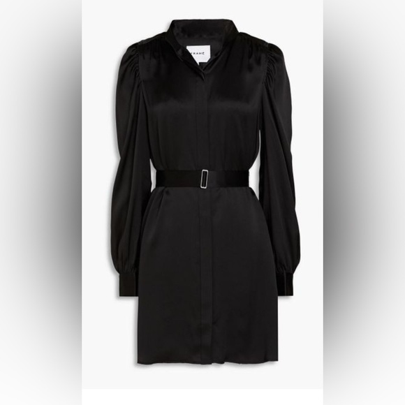 Frame Gillian belted long sleeve shirt: mini dress  in noir - Picture 10 of 10